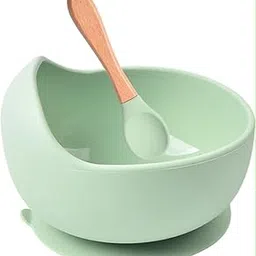 COZIESS 1Set, Baby Feeding Bowl & Spoon Set | Self-Feeding, Non-Slip Suction Base | BPA-Free, Safe & Durable for Infants and Toddlers - 100% Food-Grade Silicone (Green, M)-picture-12