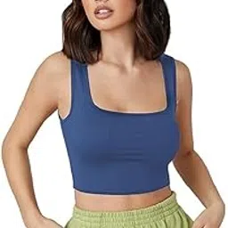 Women's & Girls' Solid | Ribbed | Round-Shape | Slim Fit | Regular Fit | Short | Stretchable | Crop | Trendy | Fashionable | All Occasion | Office Wearable | Relaxed Fit Pull On Crop Top-picture-18