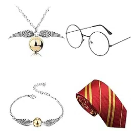 IN-IMAGINE 5 Pcs Role-Playing Costume, Magician'S Wand Tie Glasses Necklace Bracelet Gift Set Photography Props Party Decorations Suitable for Multiple Scenarios and Applicable to Both Men and Women-picture-53
