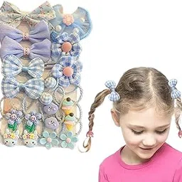ECLATE ACCESSORIES Baby Girl Hair Ties with Flowers, 20 Pieces, Elastic Ponytail Holders, Hair Bow Ties for Toddler Girls (BLUE)-picture-51