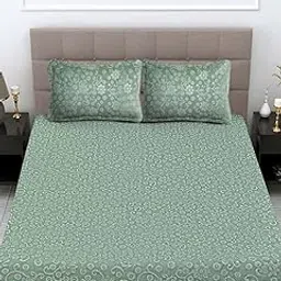 MRSKP Warm Bedsheet for Double Bed, Woolen Bedsheets for Double Bed King Size, Velvet bedsheet for Winter, Flannel bedsheets Fitted with 2 Pillow Covers (Green, 72 x 78 x 8 Inches)-picture-29
