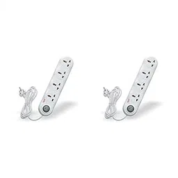 Ajanta 4 Way Extension Board Meter Heavy Duty Wire Spike & Surge Guard | Combo Pack of 2_(White) - 4 m and 1.5 |-image-2