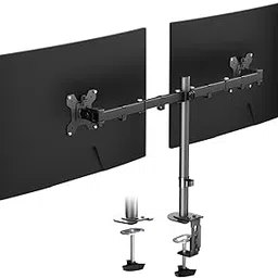 OCTOPUSPRIME Heavy duty Dual monitor stand Mount, Height Adjustable desk C clamps & Mounting holes, Full motion Tilt & Swivel Monitor Arms, For 13" - 30 inches computer screens 20 kg Each arm (Black)-picture-22