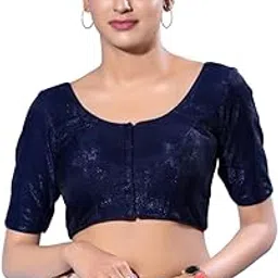 vamas Women's Polyester Padded Self Design Half Sleeve Readymade Saree Blouse (X-793.ELB)-picture-32