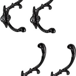 (RES)Metal Wall Hook Hanging Plant Bracket | Decorative Straight Plant Hanger for Pots Bird Feeders, Planters, Lanterns Cotton Wind Chimes Indoor and Outdoor Hanger (Pack Of 4, Design Hook Black)-image-18