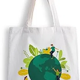 ashvah Canvas Tote Bags for Women, College Bag for Girls, Tote Bag for Shopping, Travel & Beach Bags for Women - Green Earth - D No - 235-picture-42