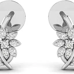 avsar 18k (750) White Gold and Diamond Stud Earrings for Women-picture-34