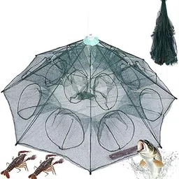 Proberos® Foldable Fishing Net with Reinforced Ribs 24-Hole Fish Trap, Portable Nylon Lobster Crab Trap Cage Basket Tool for Fishing-image-39