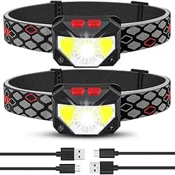 Headlamp Rechargeable 2 Pack, Bright LED Head Lamp Outdoor 1100 Lumen Headlight with White Red Light, Motion Sensor Waterproof 8 Modes Headlamps Flashlights for Outdoor Camping Running Cycling Fishing-picture-20