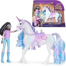 Unicorn Academy Layla and Unicorn Glacier Set – Approx. 12 cm Large Original Figures from the Popular Netflix Series with Two Accessories and Hair Brush for Imaginative Role Play, for Children from 4 image 1