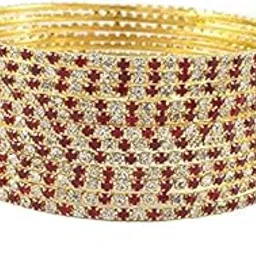 zulka Premium Metal Zircon Diamond Studded Bangles Set for Women & Girls | Stylish Chudi Set | Pack of 12-picture-21