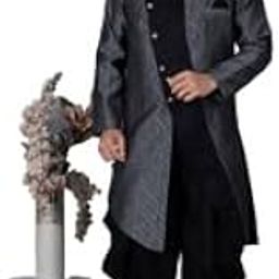 xepon Mens Black Ethnic Wear Indo Western & Dhoti Set((Black, S Size)-picture-44