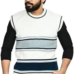 manra Men Round Neck Wide Stripe Sleeveless Woolen Winter Pullover Sweater_ (Men OSWAL Sleeveless Sweater/Size 38-40)-picture-35