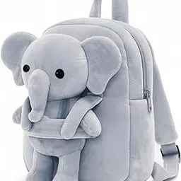 udhna Kids Plush Velvet Backpack With Baby Elephant Grey| Perfect Preschool & Picnic Bag for Little Ones|Ideal for Baby Boys & Gris (2-6 yr)-picture-66