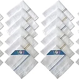 s4s Men's 100% Cotton Formal Handkerchiefs (White Striped_42CM X 42CM)-picture-38