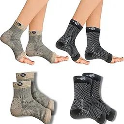 "Ecosync Open Toe Bamboo Cotton Neuropathy Compression Socks - Diabetic Pain Relief, Moisture Wicking, Breathable, Unisex, Anti-Bacterial, Eco-Friendly, Combo Pack of 2 (Beige + Dot Black)"-picture-17