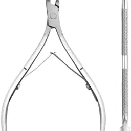 NPAH 2PC Cuticle Trimmer with Cuticle Pusher Cuticle Nipper Professional Grade Stainless Steel Cuticle Remover Cutter Clipper Durable Pedicure Manicure Tools (SILVER, 2PC CUTICLE TOOLS) image 1