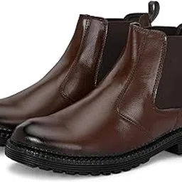 shoe island Men's Black Leather Chelsea Boots | Stylish Slip-On Ankle Length Formal & Casual Shoes for Men-picture-51