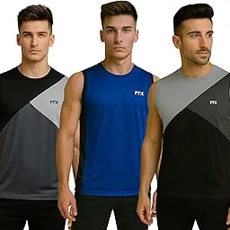 FTX Drifit Colorblock Sleeveless Activewear Sports Tshirt for Men (Pack of 3)-image-92
