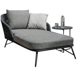 DEVOKO Outdoor Rope Patio Single Seater Daybed All Weather Furniture Set with Table for Garden, Pool, Porch, Lawn (Grey)-picture-10