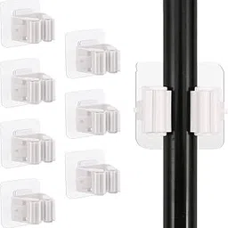 8 Pack Broom Holder Wall Mount Self Adhesive No Drilling Non-Slip Mop and Broom Holder Organizer Wall Mount Broom Gripper and Mop Holder Wall Mounted for Home Garden Garage-image-0