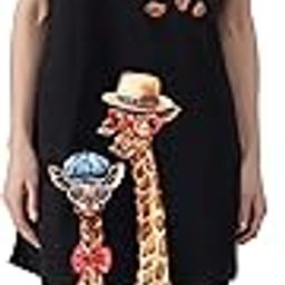 fflirtygo Women’s Cotton Nighty | Printed Knee Length Nighty |Short Sleeve Nighty |Short Nightdress|Black Color |Ziraf Night Gown| Long T-Shirt|Sleepwear & Casual Wear Nighty-picture-0
