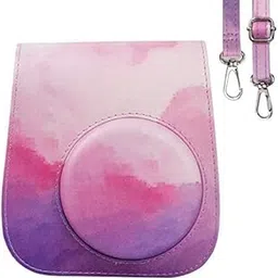 Protective Camera Case Compatible with Fuji-Film Instant Insta-x Mini 11/9/8 PU Leather Bag with Adjustable Shoulder Strap- Pink Cloud-picture-23