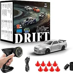 RC Drift Car, 1/43 Mini RC Drift Carith Gyroscope, 2.4GHz Full Proportional Remote Controlars, 4WDHigh Speed Racing with Lights, Racing Tires, modelrs Gift for Adults, Kids Boys-image-14