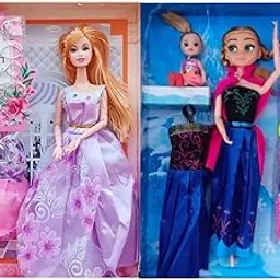 KM19 COLLECTION Kids Fashion Frozen Doll and Fashion Doll with Hand and Leg Foldable Moveable Doll for Kids and Fashion Accessories, Dolls Set, Barbie Doll (28 CM, Pack of 2)-picture-14