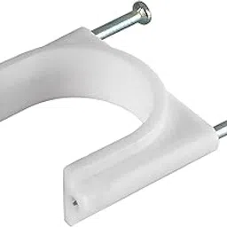 Combo Pack of (20mm Diameter 25 Pieces and 32mm 25 Pieces) Double Nail Cable Clips Wire Fastener Circle Cable Clips With Metal Nails (Total 50 Pieces) White Color-image-51