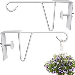 moonoom Vinyl Fence Hooks, 2 Pack 5 x 10 Inches Durable White Patio Hooks Coated Steel Fence Hangers for Hanging Flower Baskets, Wind Chimes, Planters, Bird Feeders, Lights (2pcs White)-picture-51