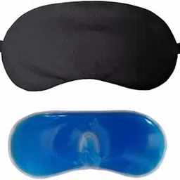(PACK OF 1) Eye Mask For Sleeping Men Women With Cooling Gel For Night Deep Sleep, Dark Circles, Puffy Eye's, Dry Eyes And Eye Fatigue (1 PC BLACK COLOUR)-image-37