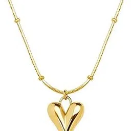 Gold Plated Fashion Imitation Jewellery Minimalist Proposal Heart Pendant Necklace With Chain For Girls and Women PD1000889GLD-image-23