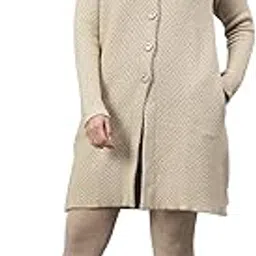 cantabil Self Design Mock Neck Full Sleeves Regular Fit Women Casual Sweater |Women Sweater for Winter Wear (P_LSWT00129_Beige)-picture-14