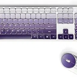 Whalices 52 Wireless Keyboard and Mouse Combo - 2.4G Wireless, Rechargeable, Quiet, Cute Colorful, Full-Sized, 3 DPI Adjustable Mouse, for Computer, Laptop, PC, Mac (Gradient Purple)-picture-30