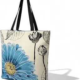 Trendy Cotton Tote Bag for Women, College Bag for Girls, Organic Canvas Tote Reusable - With Zipper & Inner Pocket, Large Eco-Friendly & Bag for Shopping, Travel, Beach, Office-image-1