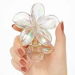 Galaxy Fashion Point Premium Flower Shape Transparent Hair Claw Clip for Women & Girls | Strong Hold Hair Accessory for Daily Use (pack of 3) image 1