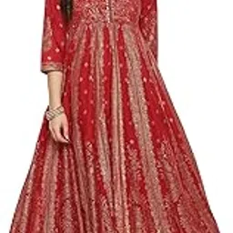 biba Women Casual Ankle Length Cotton Flared Printed Dress-picture-53