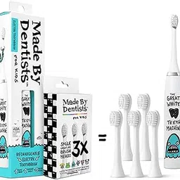Made by Dentists Kids Electric Toothbrush - Rechargeable Vibrator and Timer - Includes 6 Replacement Heads - Gently Cleans Little Teeth - For Boys and Girls-picture-23