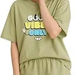 my swag Women's Night Suit | Co-Ord Set with Printed Tshirt & Lower | Soft-picture-47