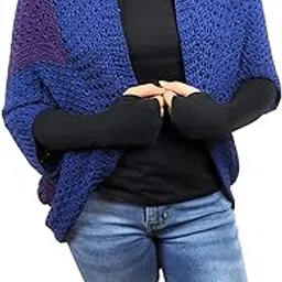 hooks n knots Crochet Knit Cocoon Cardigan Blue and Purple Maroon Open Front Design-picture-28
