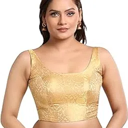 madhu fashion Women's Padded Brocade Readymade Saree Blouse-picture-47