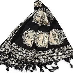 traditions bazaar Women's Black & White Printed Art Silk Dupatta (Black Head), Free Size-picture-11