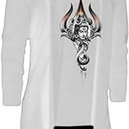 dublly White Mens Stylish Shrug with Shivji Print | Spiritual Fashion Cardigan-picture-50