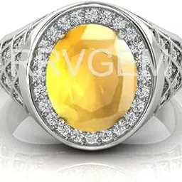 YELLOW SAPPHIRE RING 12.25 Carat Natural PUKHRAJ RING Silver Plated Adjustable Ring Adjustable Ring for Man and Women-image-53