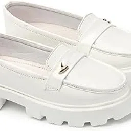 himquen Women Fashion Arrow Buckle Design Comfirt Casual Chunkey Loafer Shoe Glossy Pull On Patent Loafers Moccasin for Women| Girl | Ledies image 1