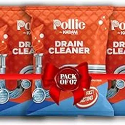 Pollie Drain Cleaner Powder (50g x 7) | Heavy-Duty Sink & Drain Block Remover | Melts Grease, Hair & Food Waste | Fast-Acting Drainage Cleaner for Kitchen, Bathroom, Septic Tanks | Works in 20 Mins-picture-53