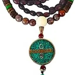 the men thing VERDANT - Stylish Wood Bead Long Necklace with Blue Pendant for Men & Boys (36 Inch)-picture-14