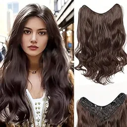 Set of 1, 24Inch V-Shape Curly Clip-In Hair Extensions for Women - Natural Look Long Curly Synthetic Hair Extension with Invisible Cllips-picture-50