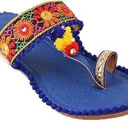 shree ol Women's Kolhapuris Rajasthani Jaipuri Work Slippers image 1